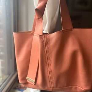 Elegant Orange Leather Tote Bag